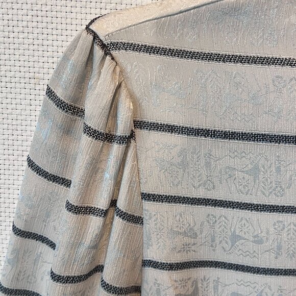 VTG 80s Images by Krizia Blouse Size 8 Italian Design Jacquard Stripe Puff Sleev - Picture 3 of 9